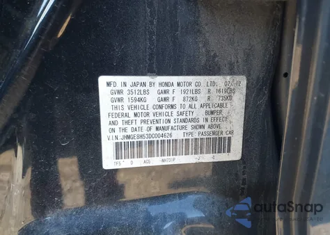 2013 Honda Fit Sport z USA, uszkodzony, nr VIN JHMGE8H53DC004626